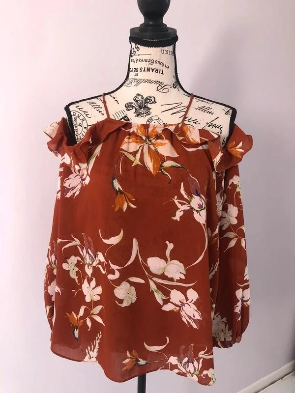 Bohemien schoudervrije blouse met bloemenpatroon Mango – Maat S (36) – photo 3